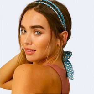 POLKA DOT HEADBAND WITH SCARF TAIL in BLUE NWT